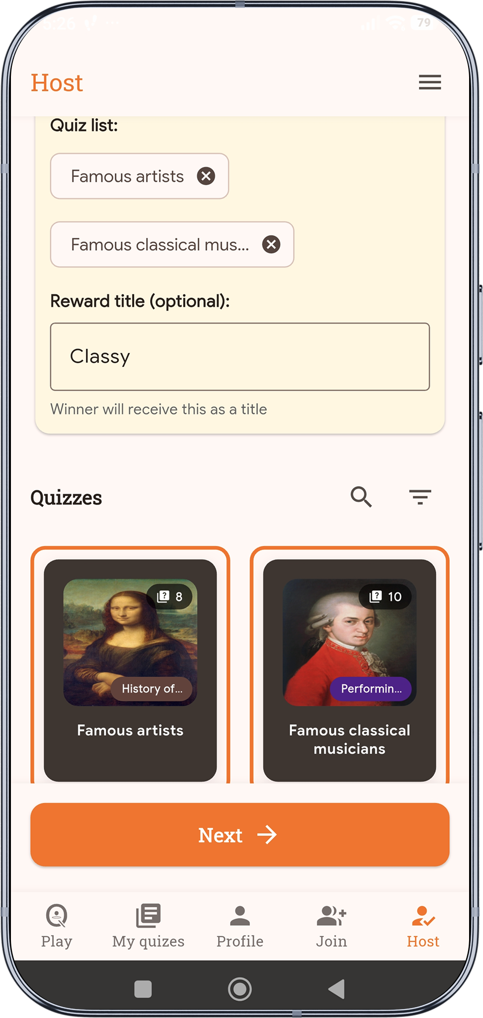 Multiplayer host screen showing lobby or game code for local Wi‑Fi play